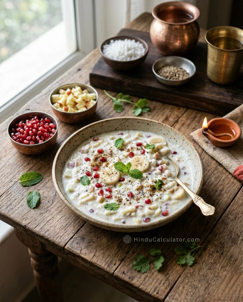 Healthy & Chatpata Phalahari Raita - Fruit and Yogurt Salad for Vrat - Fasting